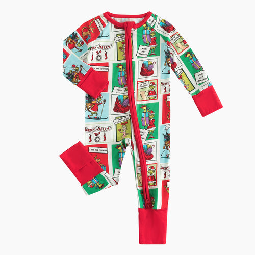 Christmas Green Guy Gift Bamboo Zipper Romper