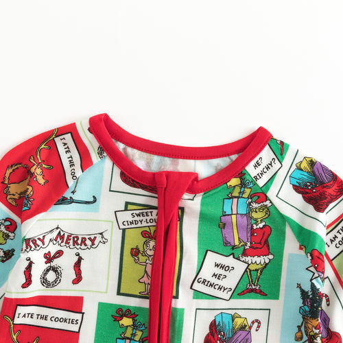 Christmas Green Guy Gift Bamboo Zipper Romper