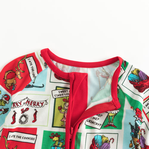 Christmas Green Guy Gift Bamboo Zipper Romper