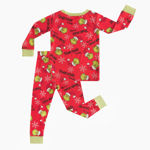 Christmas Sale Green Guy Snowflake Kids Bamboo 2 Pieces Pajama Set