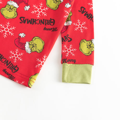 Christmas Sale Green Guy Snowflake Kids Bamboo 2 Pieces Pajama Set
