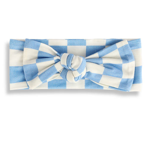Blue Checkerboard Print Headband