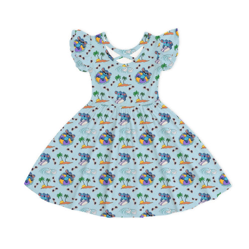 Ocean Surfing Experiment 626 Kids Bamboo Short Sleeves Dress