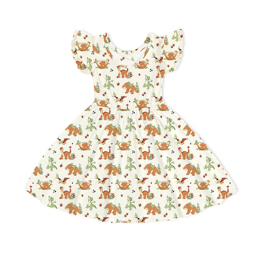 Dinosaur Adventure Kids Bamboo Short Sleeves Dress