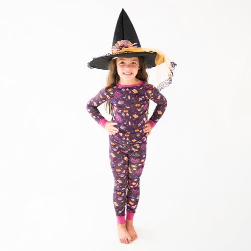 Halloween Witch Sisters Smell Children Kids Bamboo Two-Piece Pajama Set