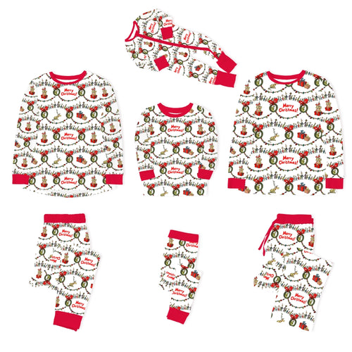 Christmas Green Face Cheer Bamboo Family Matching Pajamas