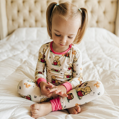 Cute Silly Bear Two-Piece Bamboo Viscose Pajama Set