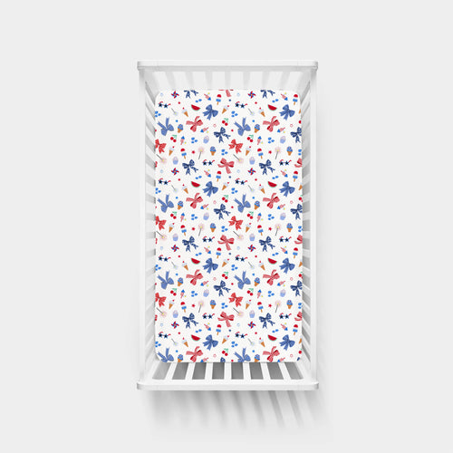 4th of July Bow Bamboo Fitted Crib Sheet