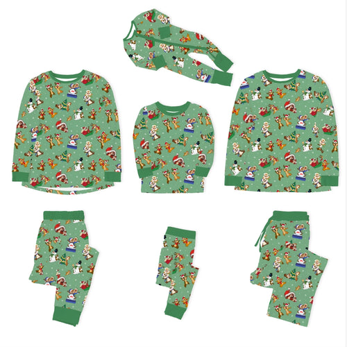 Christmas Snowy Squirrel Buddies Bamboo Family Matching Pajamas