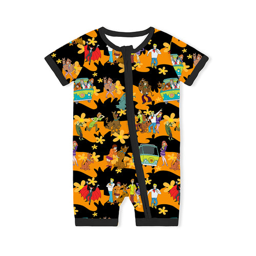 Mystery Adventure Great Dane Dog Baby Bamboo Short Zipper Romper Pajamas