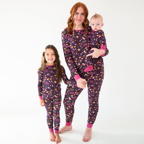 Halloween Witch Sisters Smell Children Bamboo Family Matching Pajamas
