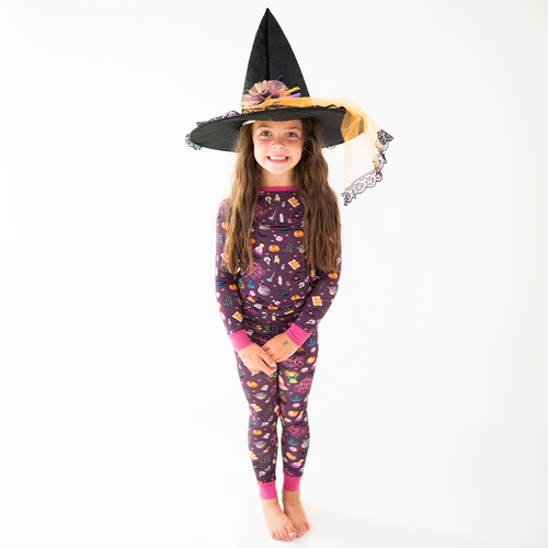 Halloween Witch Sisters Smell Children Kids Bamboo Two-Piece Pajama Set