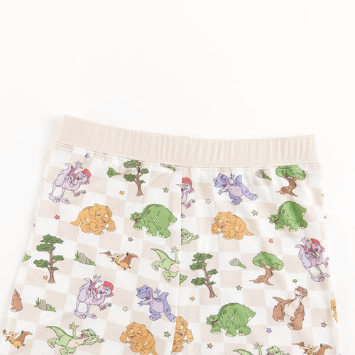Dinosaur Adventure Plaid Kids Bamboo Short Two-Piece Pajama Set