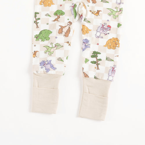 Dinosaur Adventure Plaid Baby Bamboo Zipper Romper Pajamas