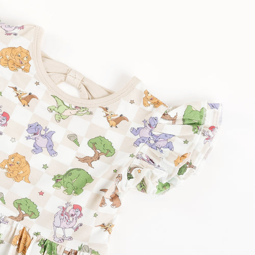 Dinosaur Adventure Plaid Twirl Dress With Bodysuit