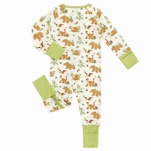 Dinosaur Adventure Baby Bamboo Zipper Romper Pajamas