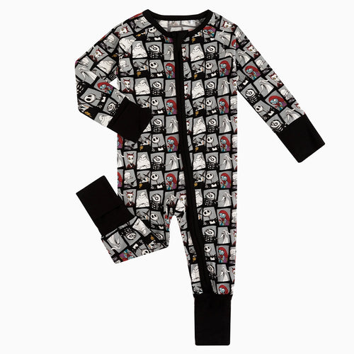 King of Halloween Town Baby Bamboo Zipper Romper Pajamas