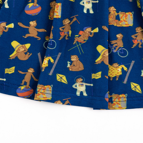 Curious Monkey Blue Kids Bamboo Short Sleeves Dress