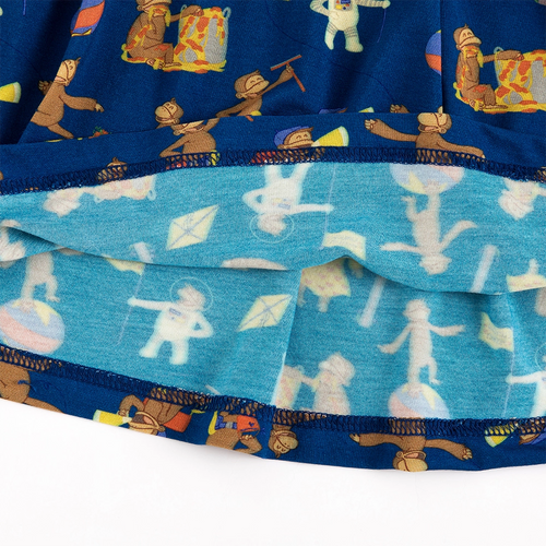 Curious Monkey Blue Kids Bamboo Short Sleeves Dress