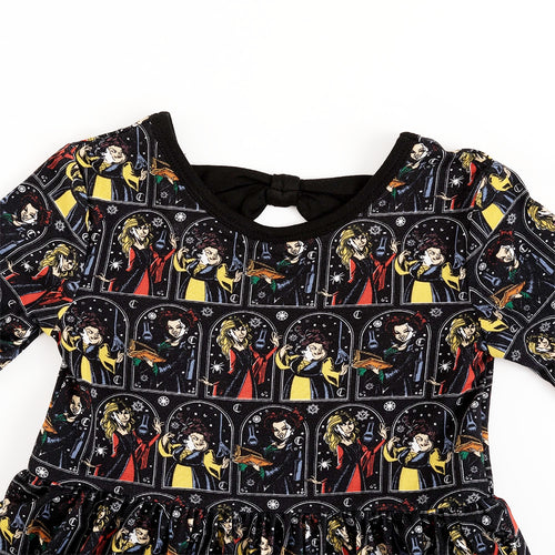 Halloween Witch Sisters Long Sleeve Twirl Dress With Bodysuit