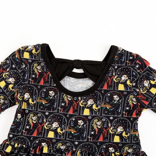 Halloween Witch Sisters Long Sleeve Twirl Dress With Bodysuit