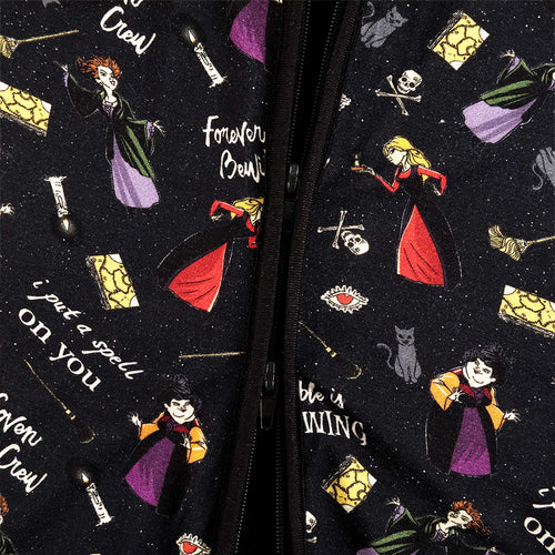 Halloween Witch Sisters Spell Baby Bamboo Zipper Romper Pajamas