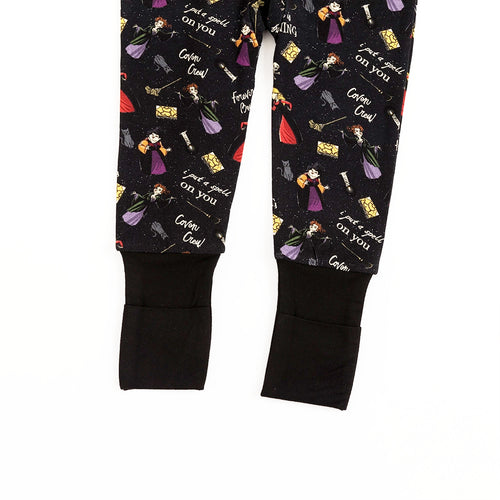 Halloween Witch Sisters Spell Baby Bamboo Zipper Romper Pajamas