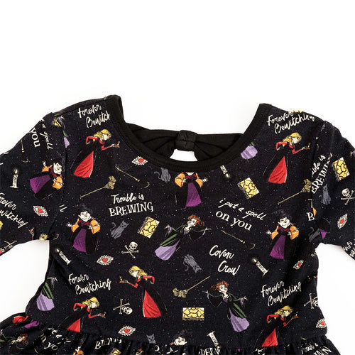 Halloween Witch Sisters Spell Long Sleeve Twirl Dress With Bodysuit