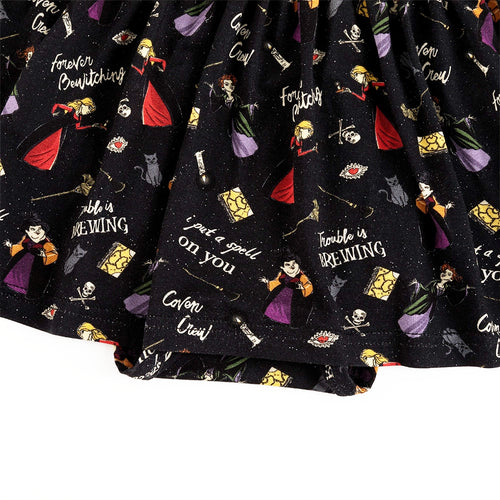 Halloween Witch Sisters Spell Long Sleeve Twirl Dress With Bodysuit