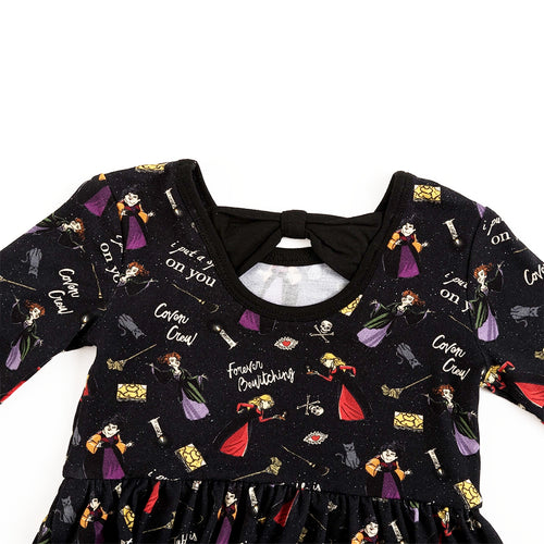 Halloween Witch Sisters Spell Long Sleeve Twirl Dress With Bodysuit
