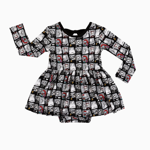 King of Halloween Town Long Sleeve Twirl Dress With Bodysuit