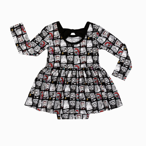 King of Halloween Town Long Sleeve Twirl Dress With Bodysuit