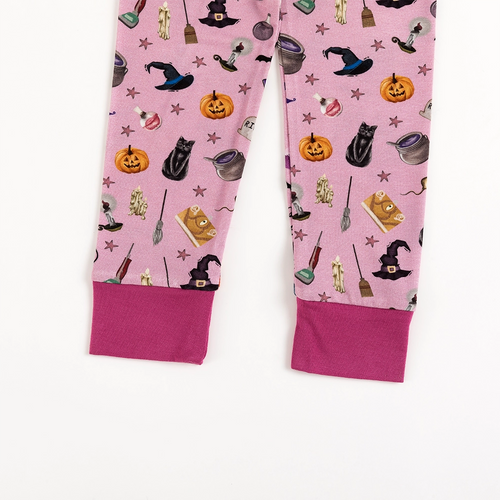 Halloween Witch Sisters Smell Children Purple Kids Bamboo Two-Piece Pajama Set