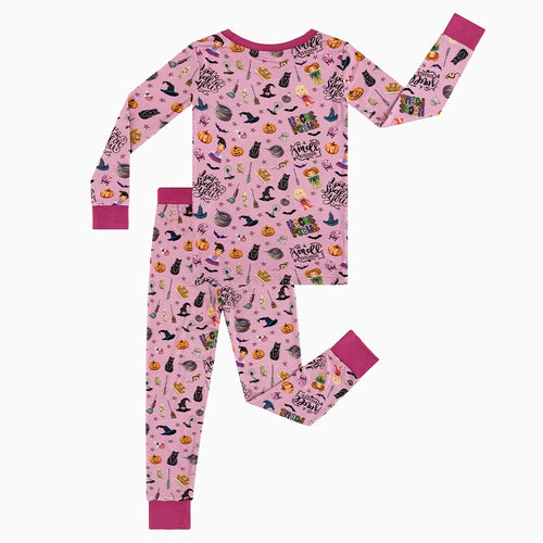 Halloween Witch Sisters Smell Children Purple Kids Bamboo Two-Piece Pajama Set