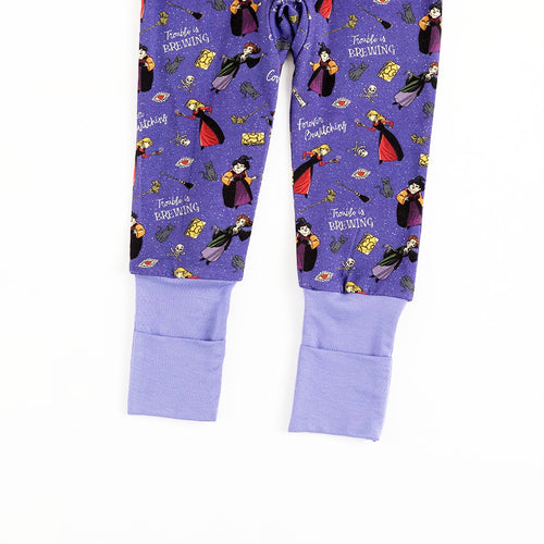 Halloween Witch Sisters Spell Baby Bamboo Purple Zipper Romper Pajamas