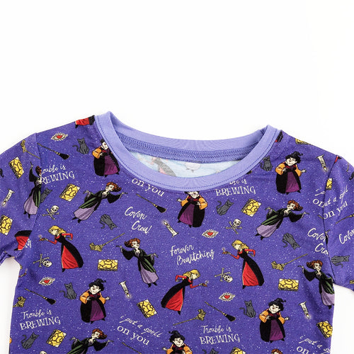 Halloween Witch Sisters Spell Kids Bamboo Purple Two-Piece Pajama Set