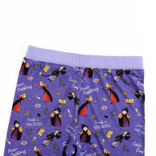Halloween Witch Sisters Spell Kids Bamboo Purple Two-Piece Pajama Set