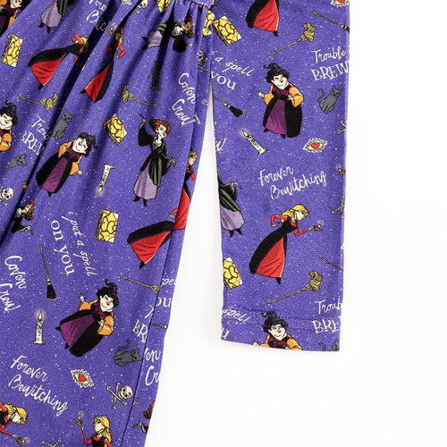 Halloween Witch Sisters Spell Kids Bamboo Purple Long Sleeves Dress