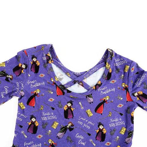 Halloween Witch Sisters Spell Kids Bamboo Purple Long Sleeves Dress
