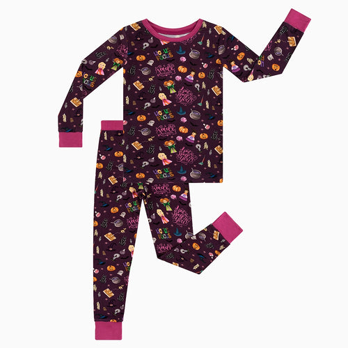 Halloween Witch Sisters Smell Children Kids Bamboo Two-Piece Pajama Set