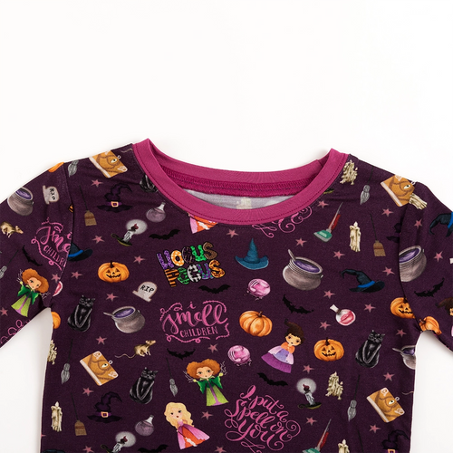Halloween Witch Sisters Smell Children Kids Bamboo Two-Piece Pajama Set