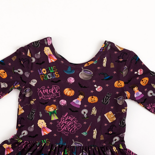 Halloween Witch Sisters Smell Children Kids Bamboo Long Sleeves Dress