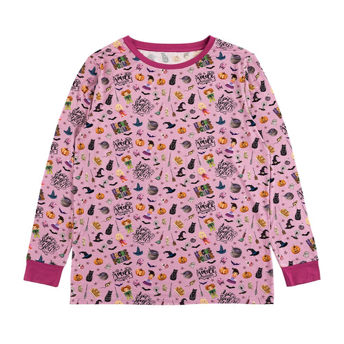 Halloween Witch Sisters Smell Children Purple Bamboo Family Matching Pajamas