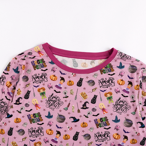 Halloween Witch Sisters Smell Children Purple Bamboo Family Matching Pajamas
