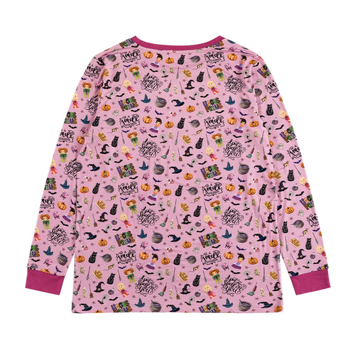 Halloween Witch Sisters Smell Children Purple Bamboo Family Matching Pajamas