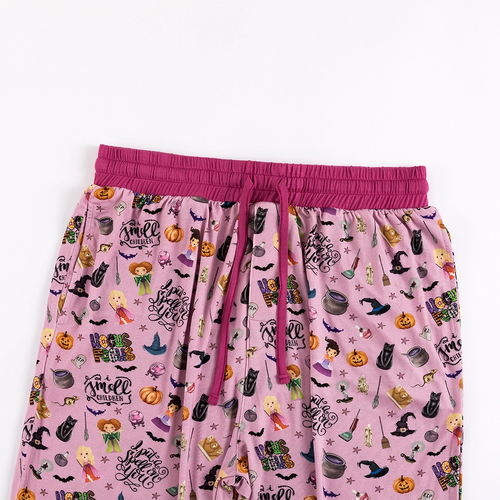 Halloween Witch Sisters Smell Children Purple Bamboo Family Matching Pajamas