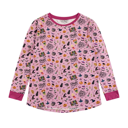 Halloween Witch Sisters Smell Children Purple Bamboo Family Matching Pajamas