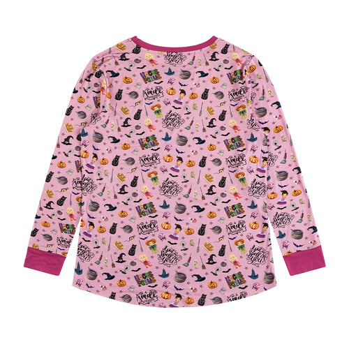 Halloween Witch Sisters Smell Children Purple Bamboo Family Matching Pajamas