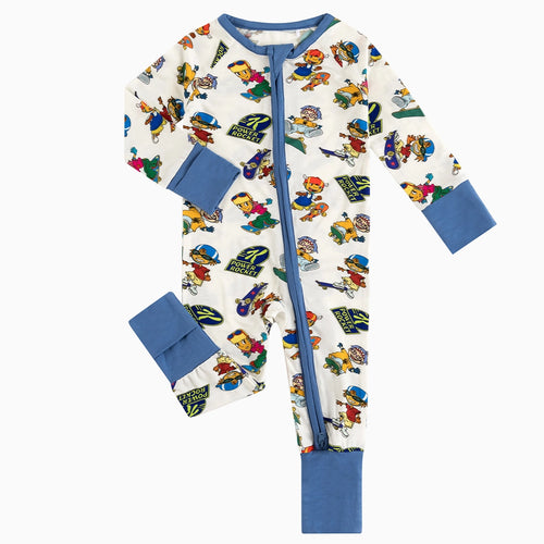 Rocket Skateboard Baby Bamboo Zipper Romper Pajama