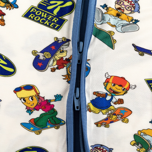 Rocket Skateboard Baby Bamboo Zipper Romper Pajama